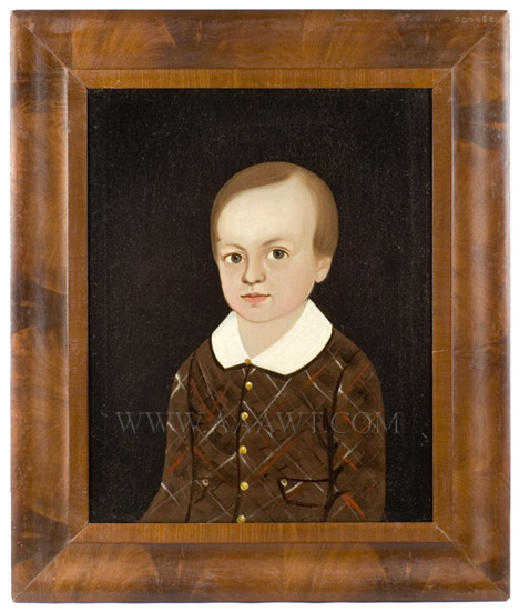 Folk Art Portrait, Young Boy, Attrib. Sturtevant Hamblin, Prior-Hamblen School, Image 1
